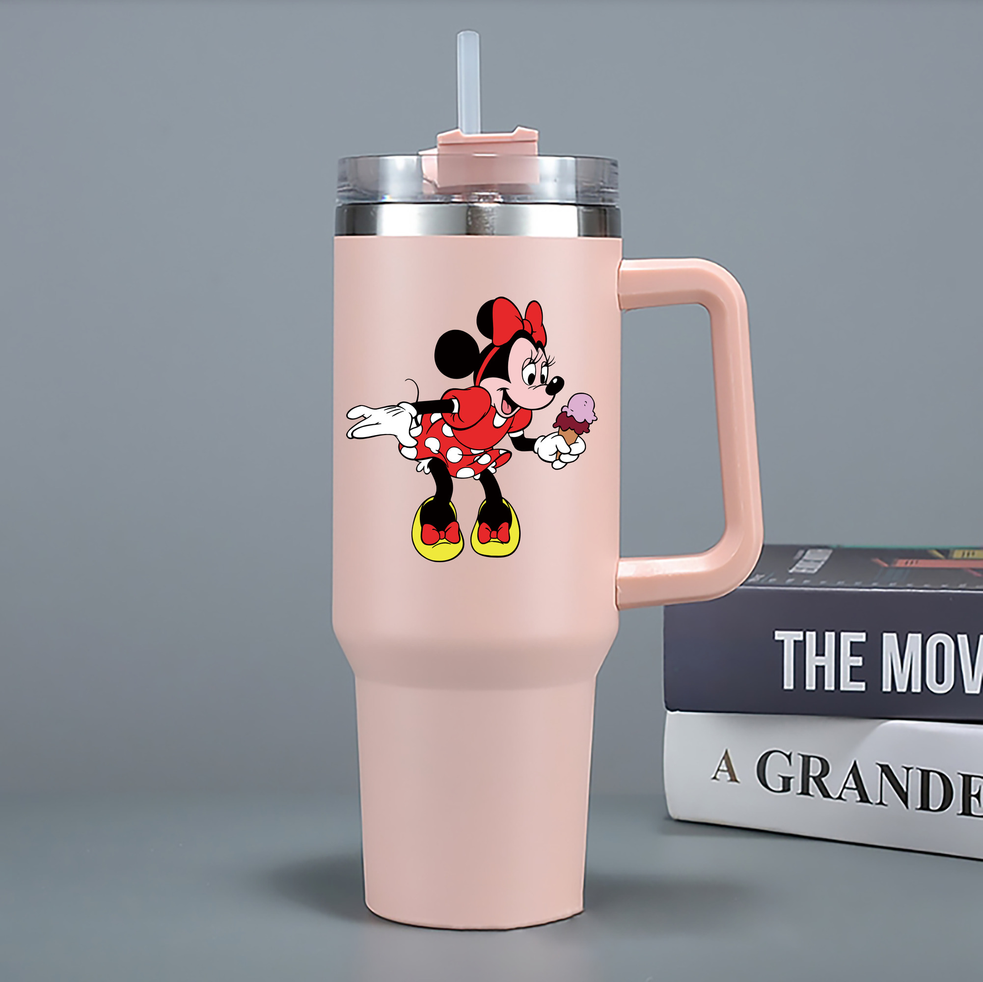 （画像用） ミッキーマウス Mickey Mouse 1200mL車用タンブラー - クリスタルステッカー（プラスチックストロー付き）